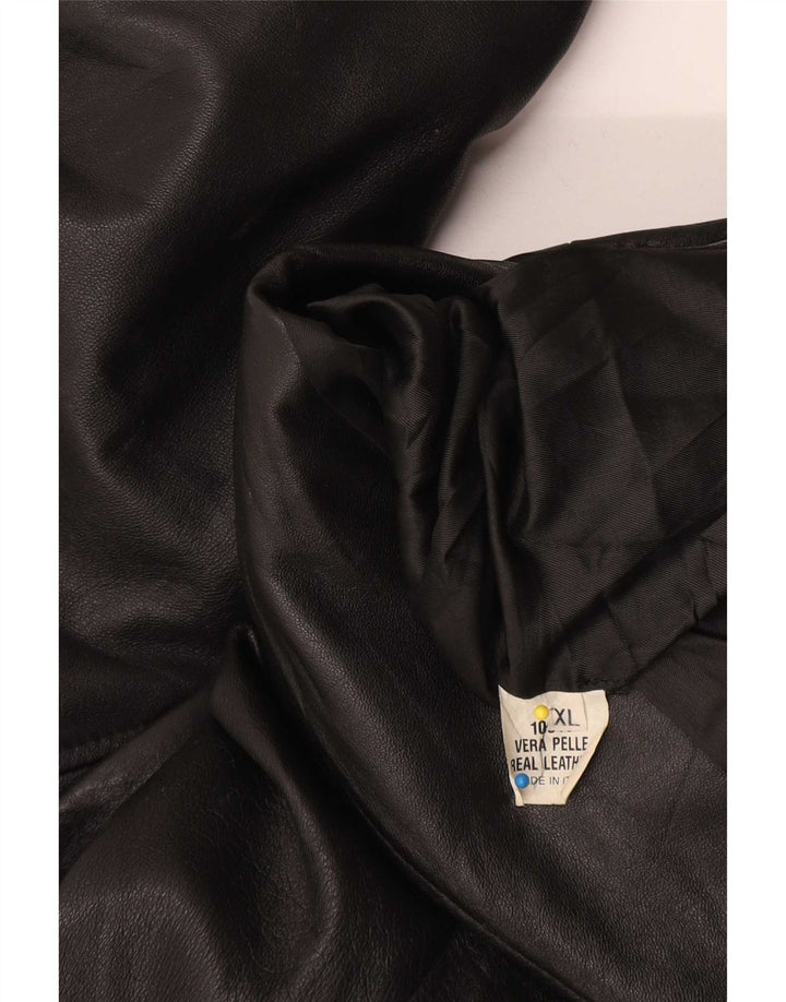 Vintage herre dobbeltradet læderfrakke UK 42 XL Sort