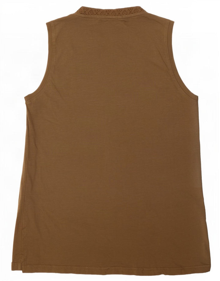 Weird Fish Damevest Top UK 14 Medium Khaki Bomuld