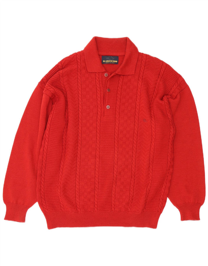 Il Granchio Herre Polo Neck Jumper Sweater Stor Rød Uld