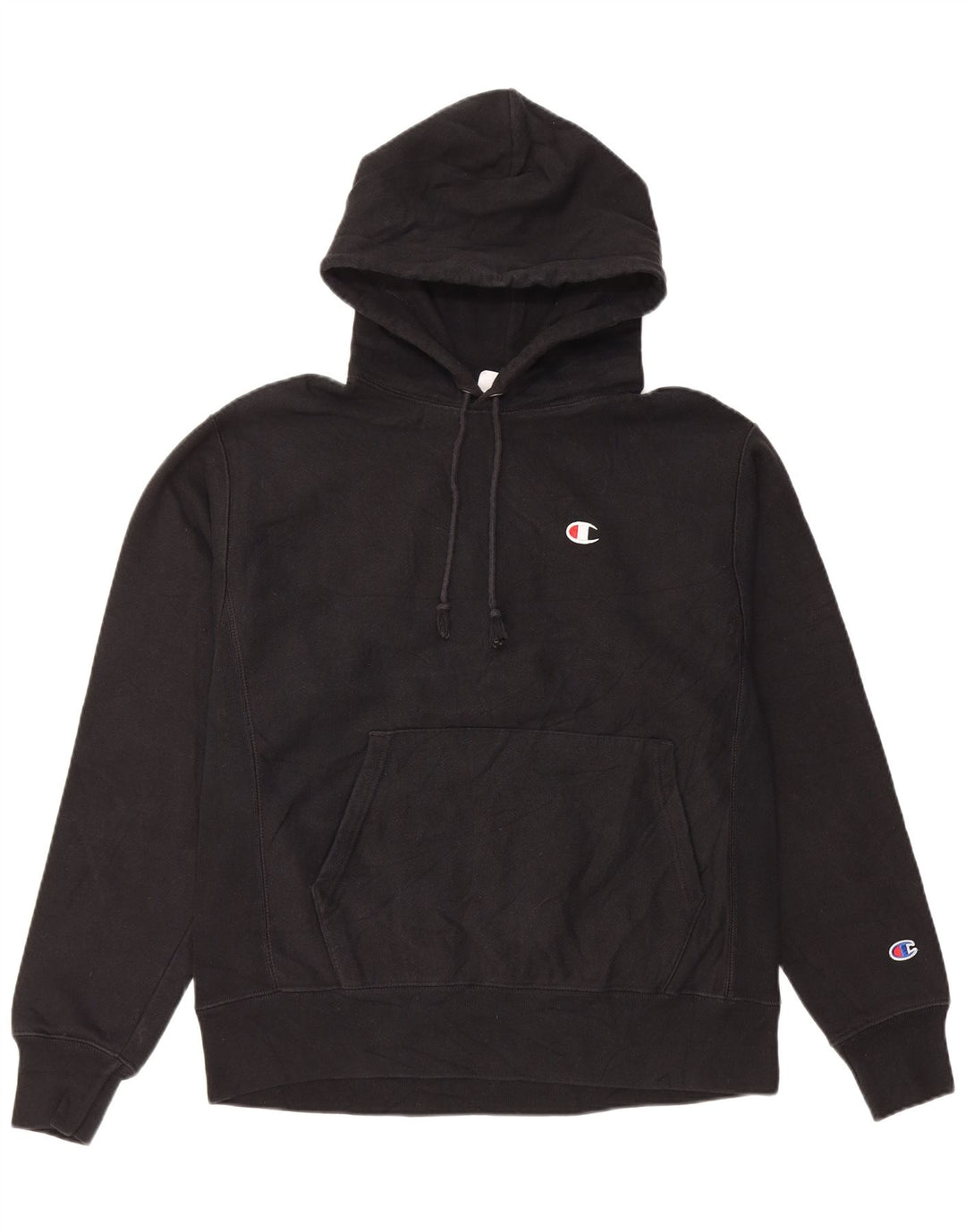 Champion Herre Reverse Weave Hoodie Jumper Medium Sort Bomuld