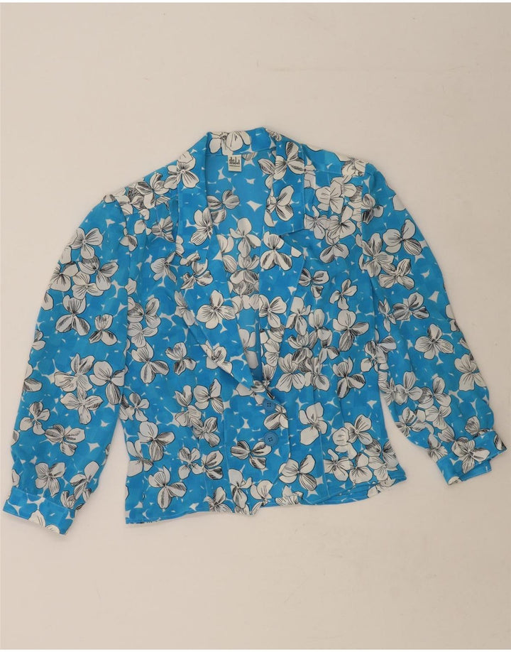 DEL MOD Womens 2 Button Blazer Jacket UK 14 Medium Blue Floral Vintage Del Mod and Second-Hand Del Mod from Messina Hembry 