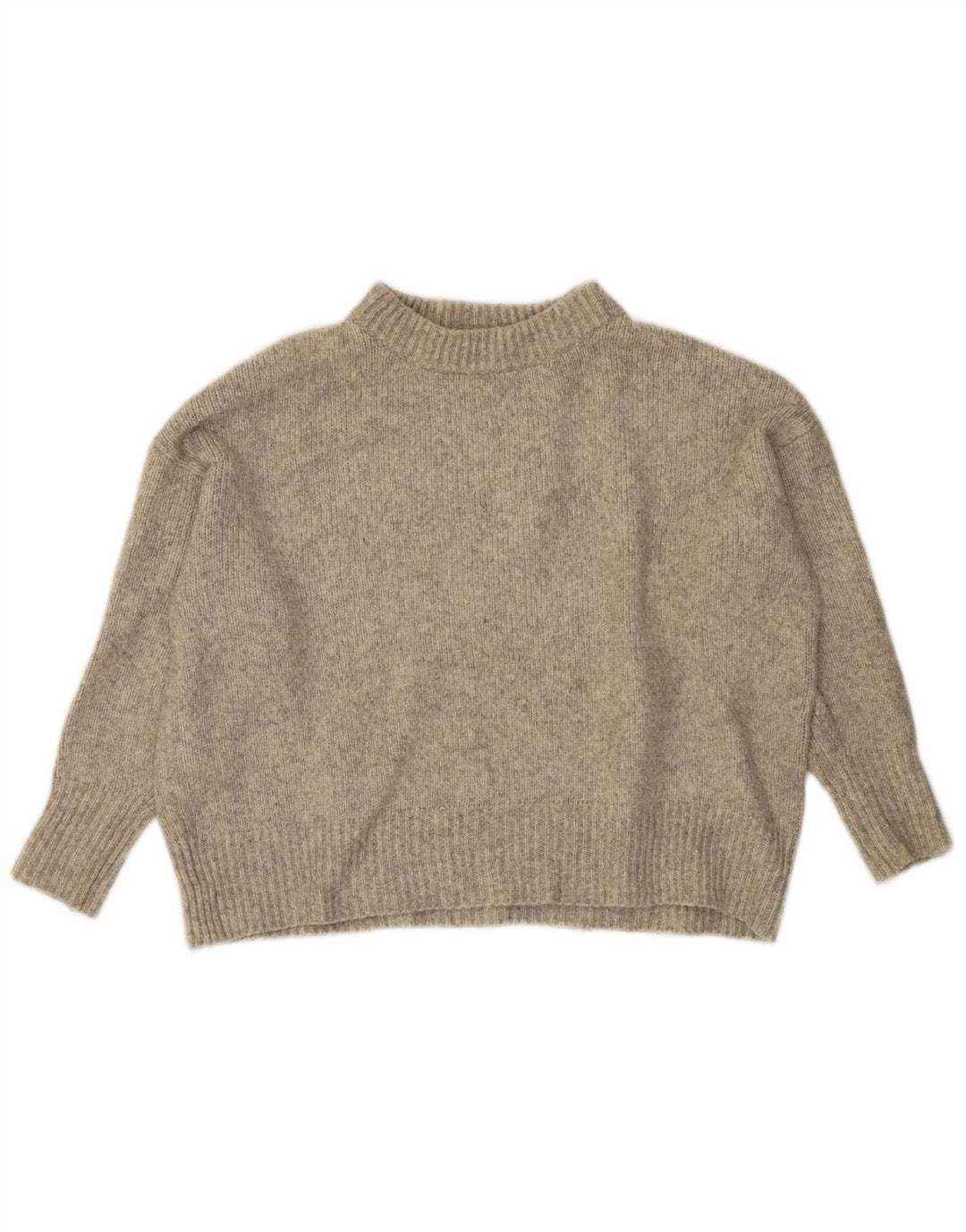 Zara Dame Oversized Crew Neck Jumper Sweater UK 10 Small Grey