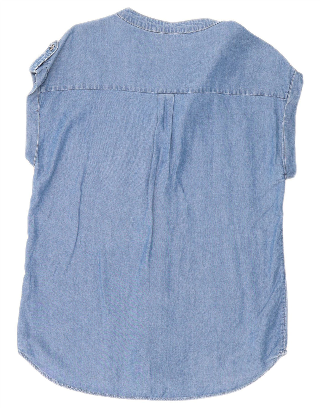 Oasis Dame Military Kortærmet Oversized Denim Shirt UK 10 Small Blue