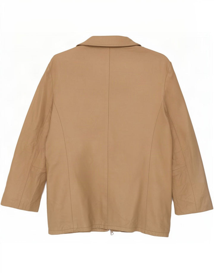 Vintage dameoversize 3/4-ærmet læderjakke UK 6 XS Beige
