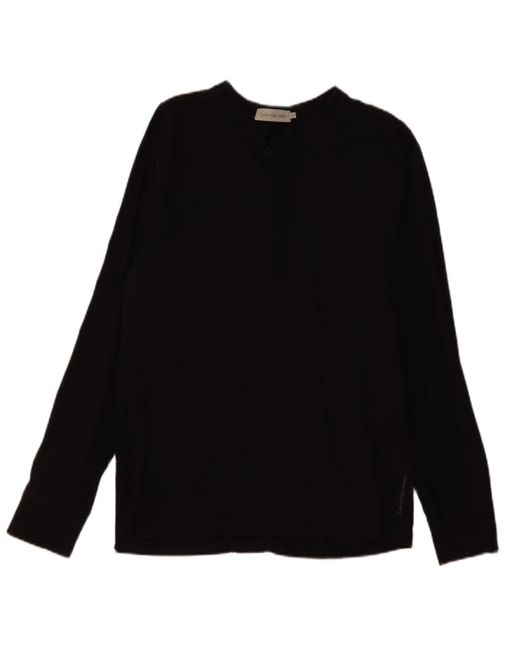 Calvin Klein Jeans Dame Top Langærmet UK 12 Medium Sort Bomuld
