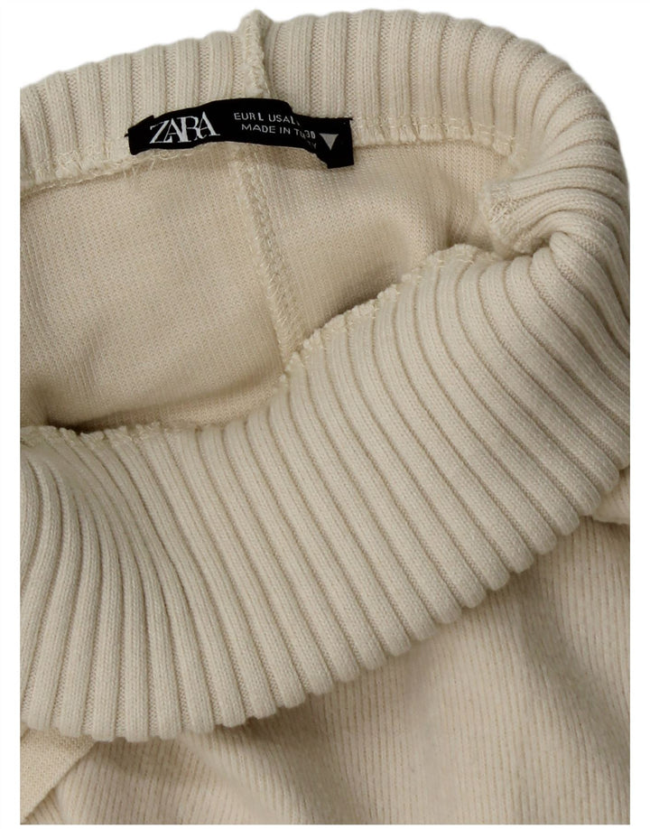 Zara Dame Roll Neck Vest Tank Top UK 14 Large Off White