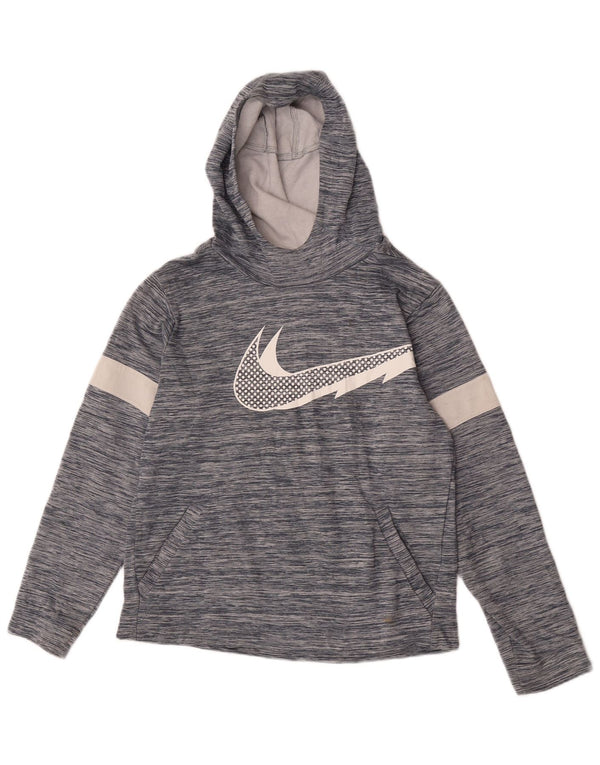 Nike piger Dri Fit grafisk hættetrøje trøje 13-14 år XL Blå Flecked