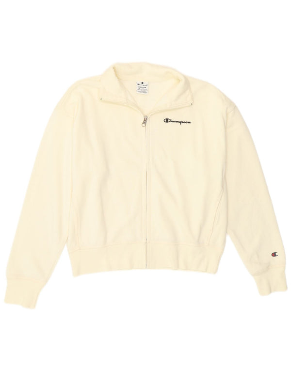 Champion Womens Crop Loose Fit træningsdragt Topjakke UK 14 Medium Off White