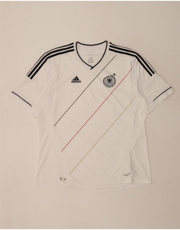 Adidas Herre Deutscher Fussball Bund T-Shirt Top 2XL Hvid Stribet Polyester