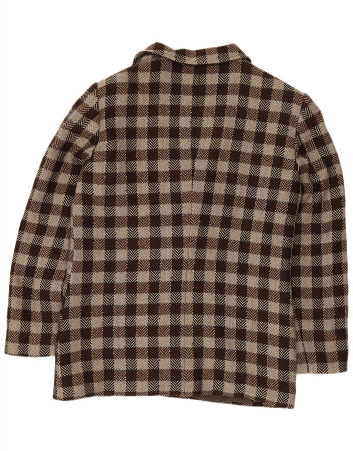 Vintage dame 2-knaps blazerjakke IT 46 Stor brun Gingham Classic