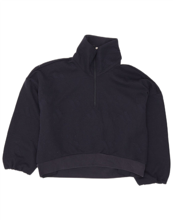 Adidas Dame Oversized Grafisk Sweatshirt Jumper UK 8/10 Small Navy Blue