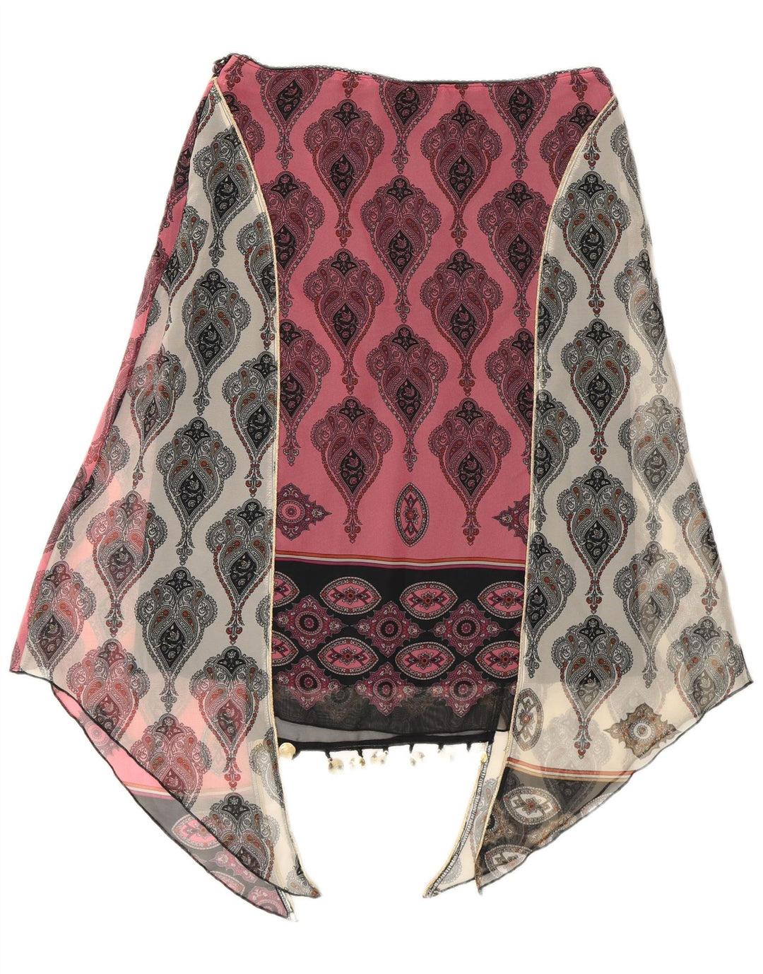 Kookai Dame Asymmetrisk Nederdel EU 38 Medium W28 Pink Paisley Polyester