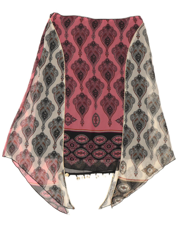 Kookai Dame Asymmetrisk Nederdel EU 38 Medium W28 Pink Paisley Polyester