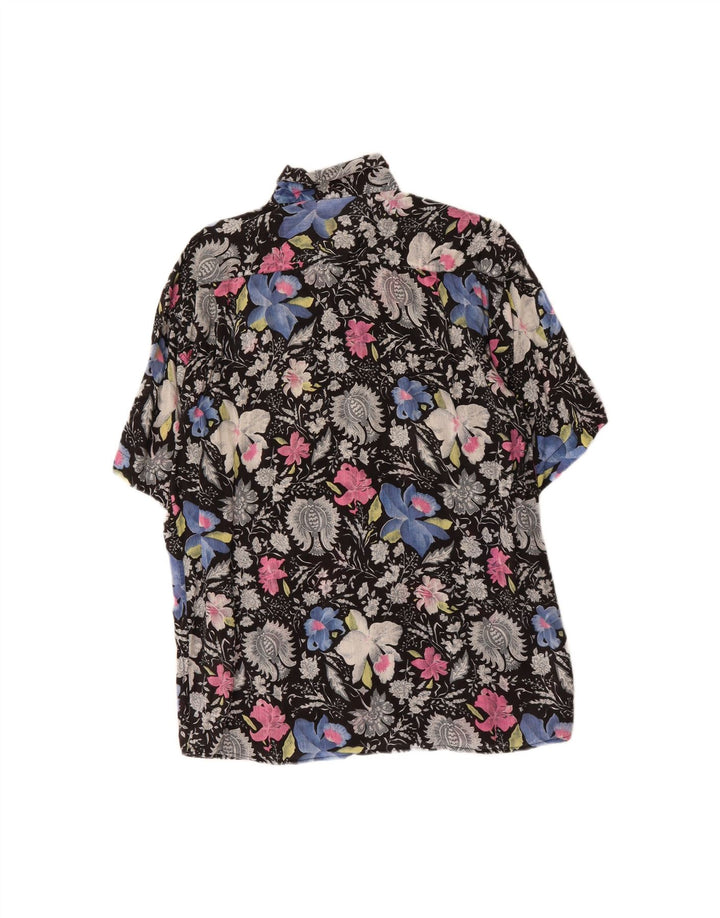TIPO' S Mens Short Sleeve Shirt XL Black Floral Cotton