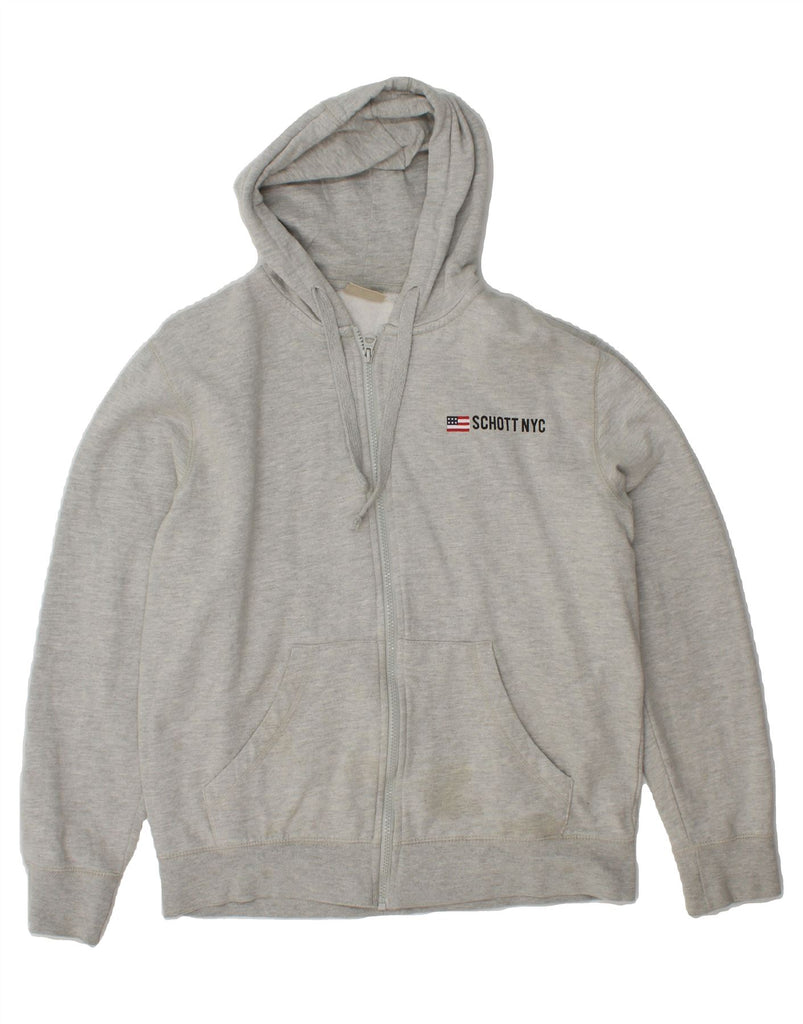 SCHOTT Womens Zip Hoodie Sweater UK 16 Large Grey Cotton Vintage Schott and Second-Hand Schott from Messina Hembry 