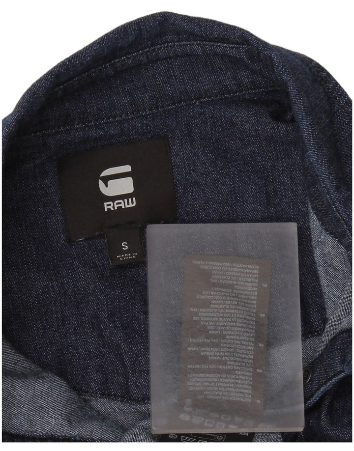 G-Star Dame Flæse Front Denim Shirt Bluse UK 10 Small Navy Blue Bomuld