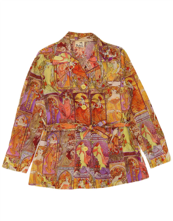 VINTAGE Graphic 4-knaps blazerjakke til kvinder IT 44 Medium Flerfarvet