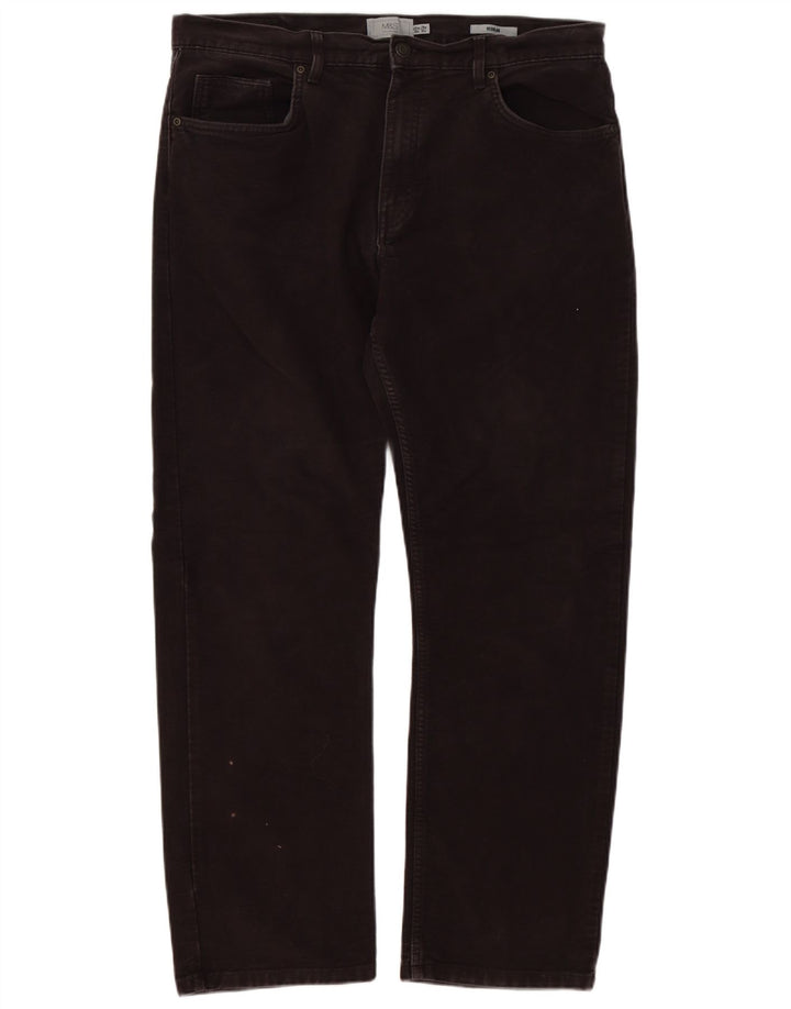 Marks & Spencer Herre Regular Casual Bukser W36 L31 Brun Bomuld