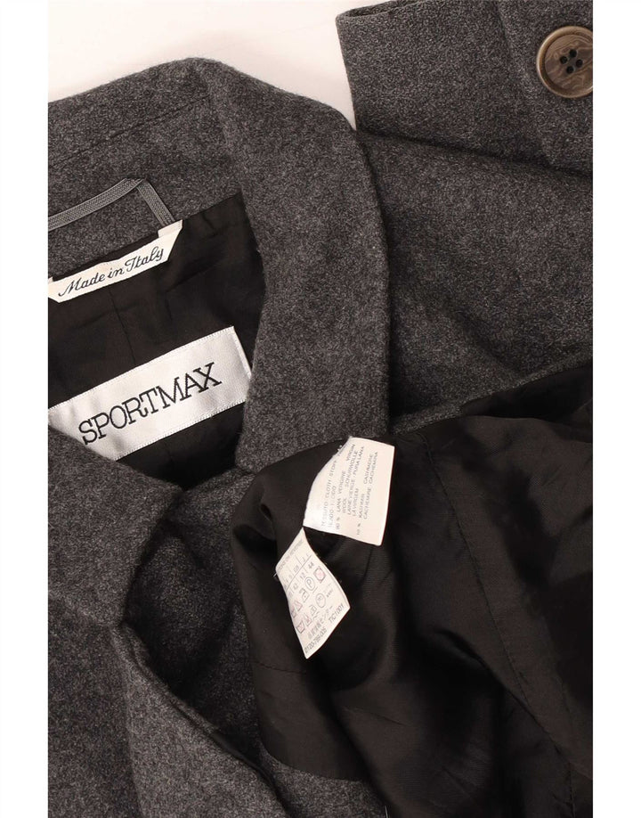 Sportmax Dame Blazer Jacket UK 12 Mellemgrå Uld Klassisk
