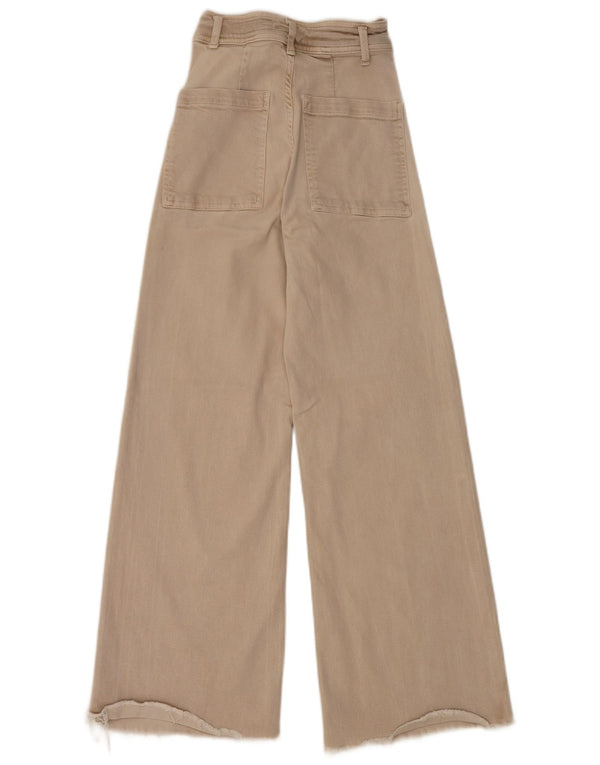 Zara Womens High Waist Wide Leg Jeans EU 32 2XS W22 L28 Beige