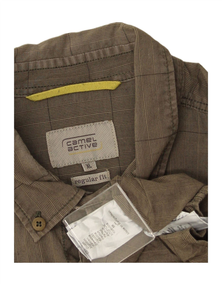 CAMEL ACTIVE Herre Regular Fit skjorte XL Khaki ternet bomuld