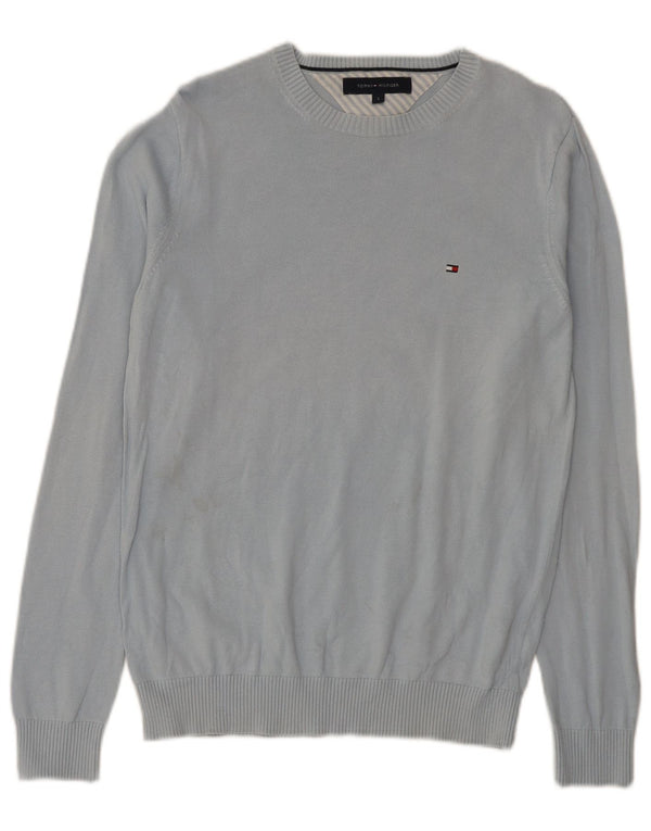 Tommy Hilfiger Herre Regular Fit Jumper Sweater med rund hals lille blå bomuld