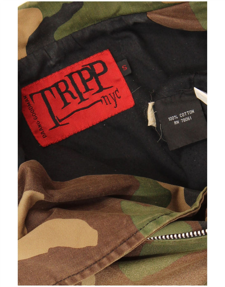 TRIPP NYC Womens Crop Military Jacket UK 10 Small Khaki Camouflage Bomuld