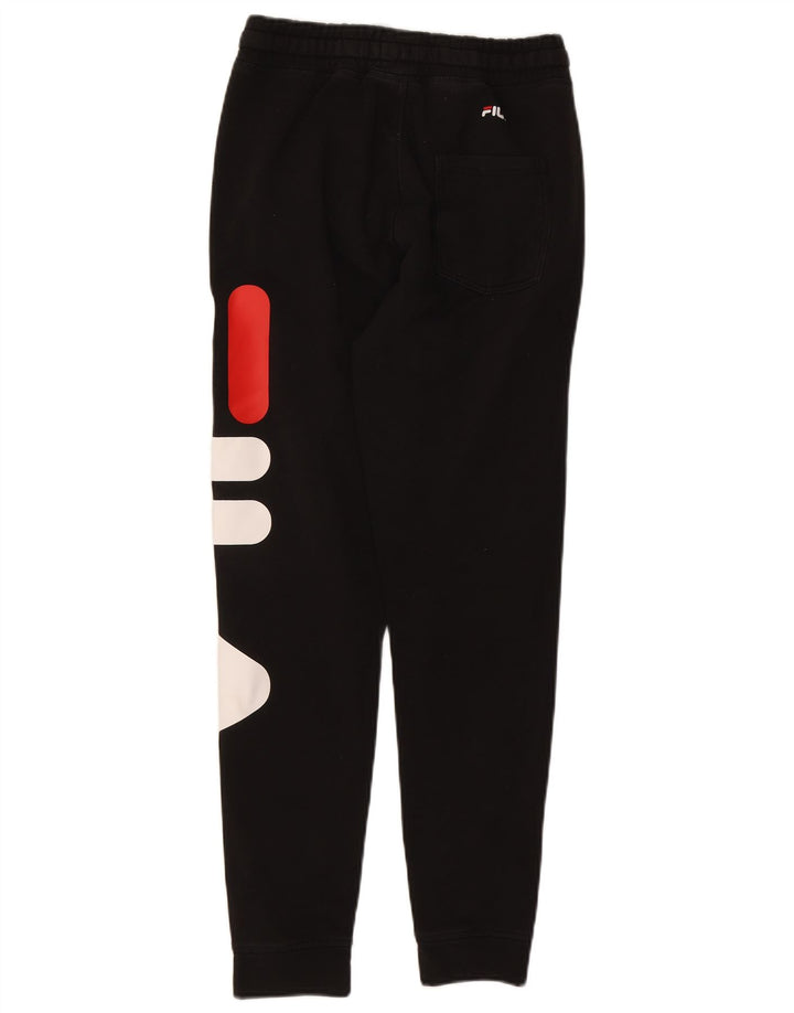 Fila Dame grafisk træningsdragt Bukser Joggers UK 8 Small Black Bomuld