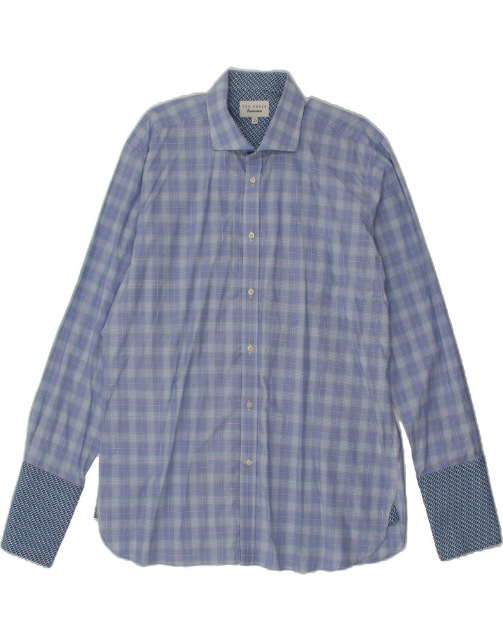 TED BAKER Mens Formal Shirt Size 17 1/2 XL Blue Check Cotton Vintage Ted Baker and Second-Hand Ted Baker from Messina Hembry 