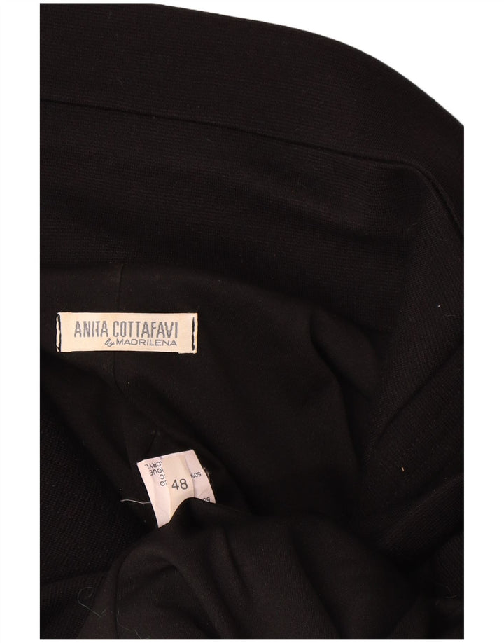 Vintage Dame 1 Knap Blazer Jakke IT 48 XL Sort Uld