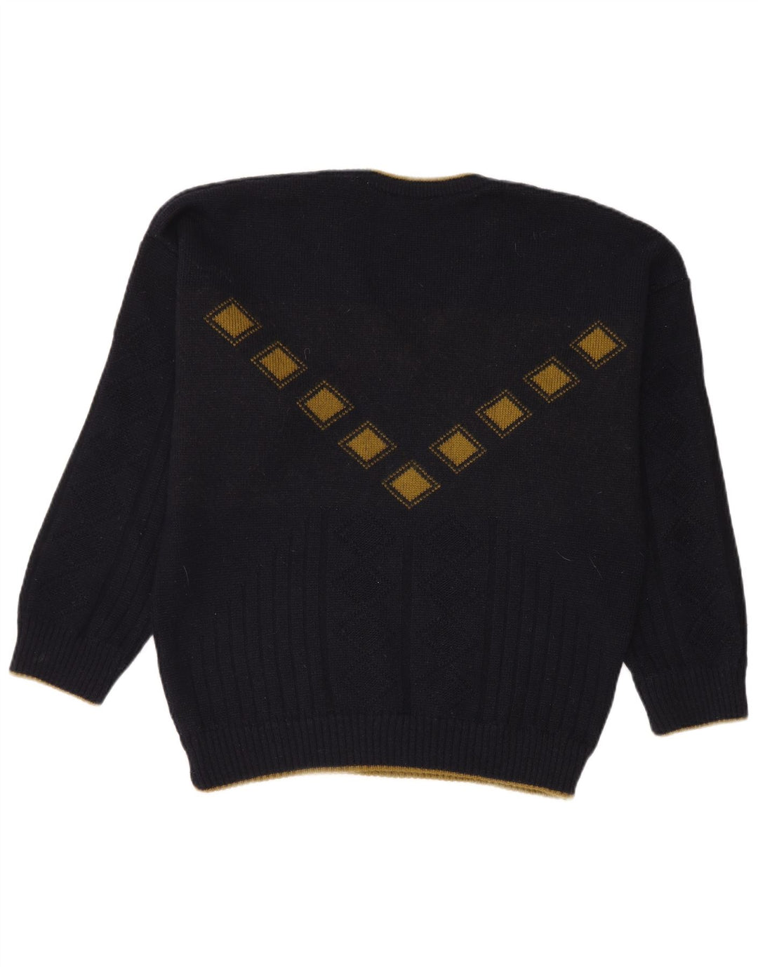 Cabrini Herre V-hals sweater Stor Marineblå Argyle/Diamond Wool