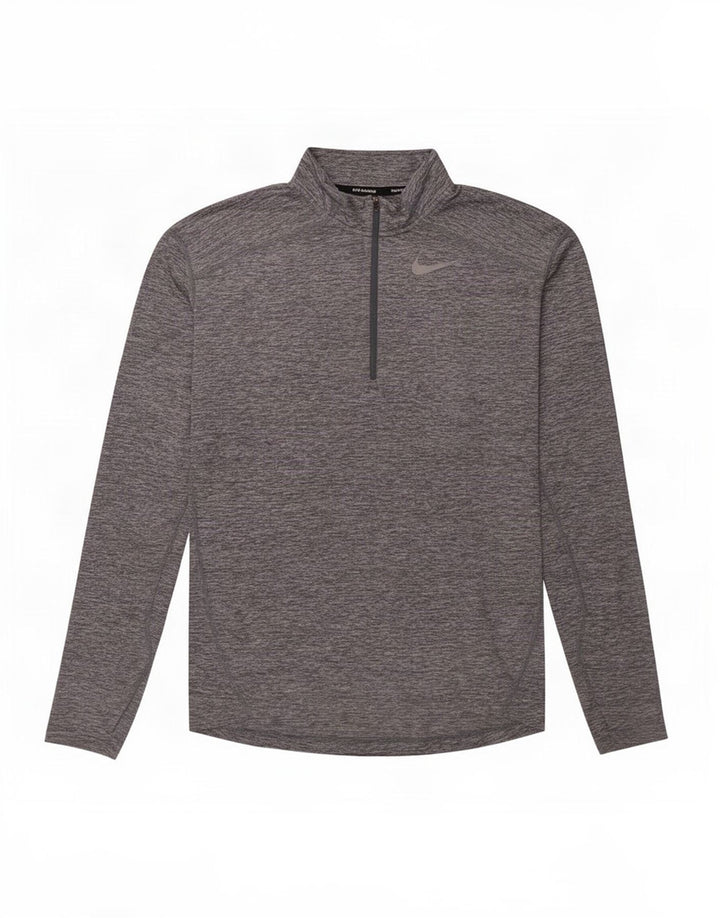 Nike Herre Dri Fit Pullover med lynlåsudskæring Træningsdragt Top Lille Grå Flecked