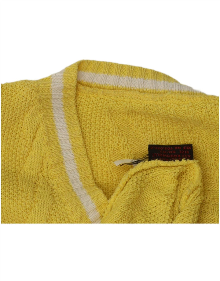 Vintage Herre V-hals sweater IT 50/52 Medium Gul Polyacryl