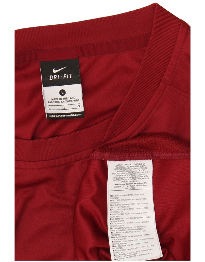 Nike Dri Fit T-shirt top til mænd, stor rødbrun polyester