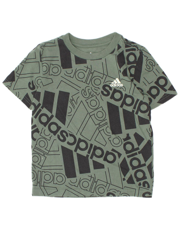 Adidas drenge Regular Fit grafisk T-shirt top 4-5 år grøn bomuld