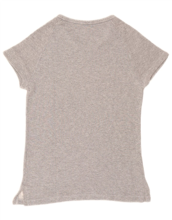 Fred Perry Dame T-Shirt Top UK 10 Lille Grå Bomuld