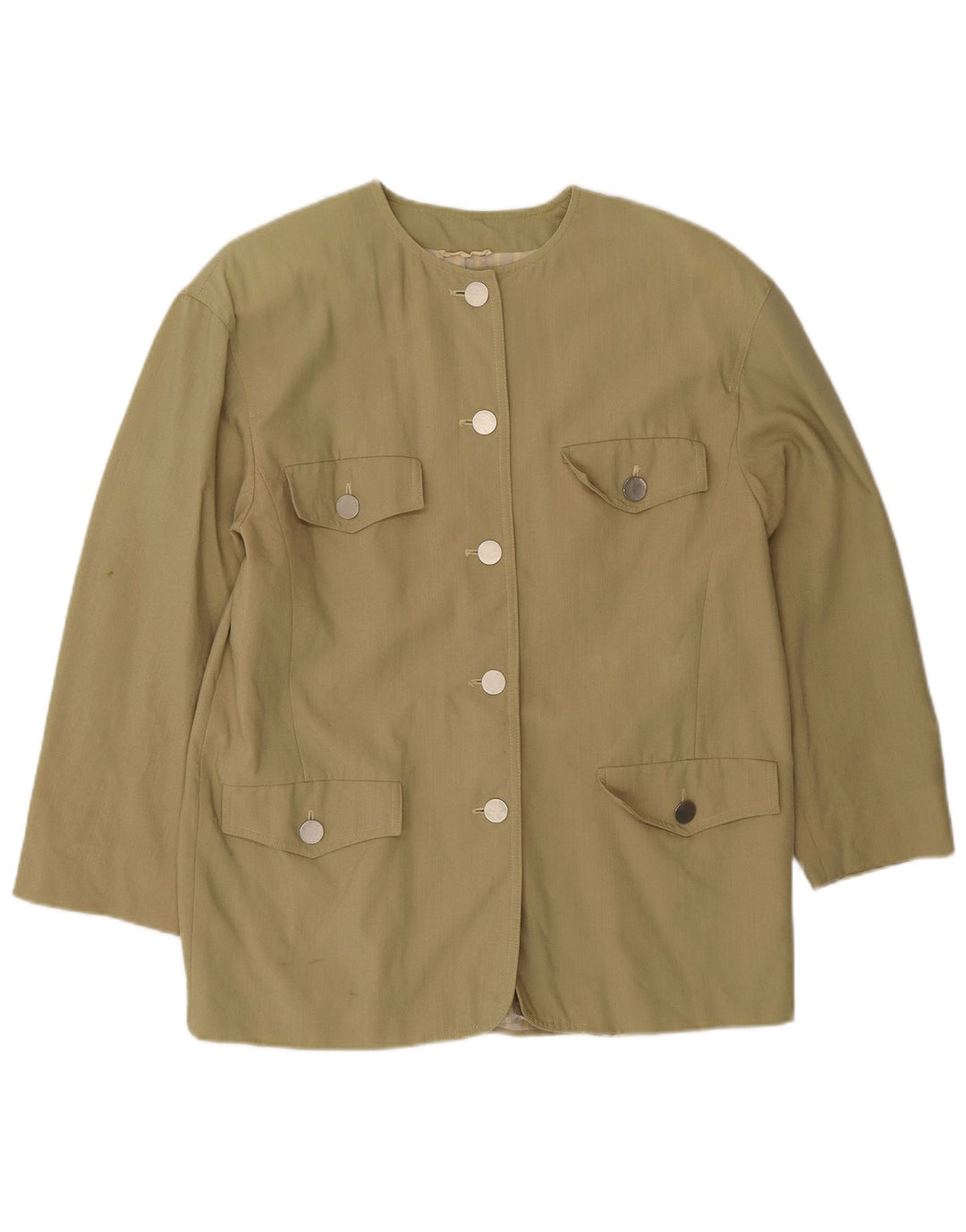 Marella Dame 5 Knapper Oversized Blazer Jacket UK 10 Small Khaki Wool