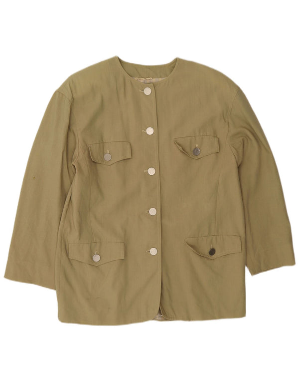 Marella Dame 5 Knapper Oversized Blazer Jacket UK 10 Small Khaki Wool