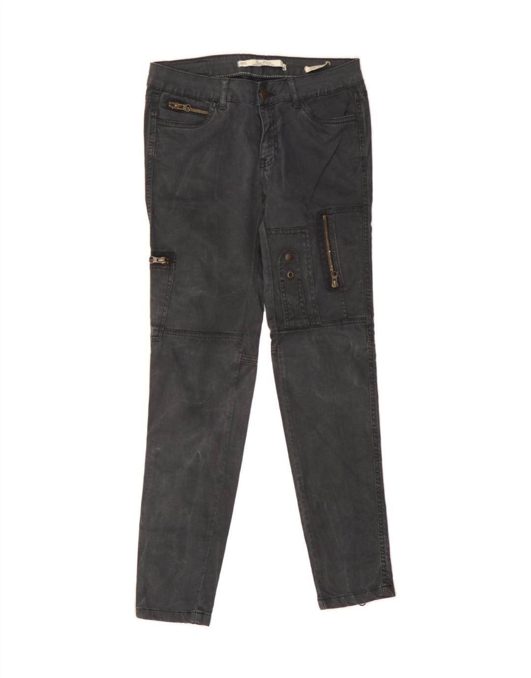 ZARA Womens Slim Cargo Trousers US 4 Small W28 L28 Black Vintage Zara and Second-Hand Zara from Messina Hembry 