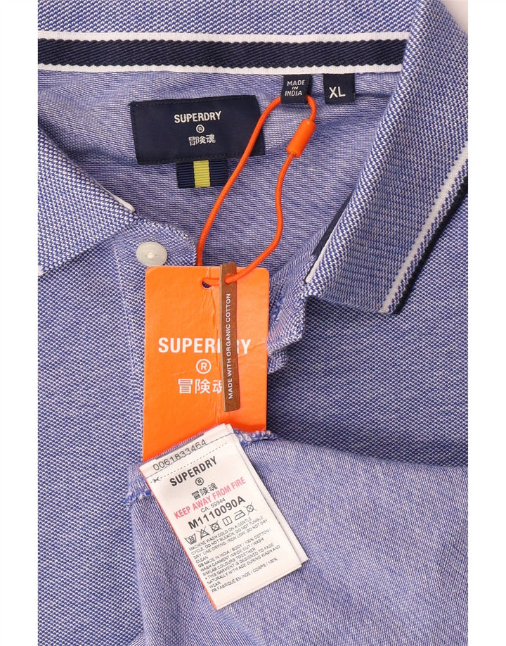 Superdry herre poloshirt XL blå bomuld