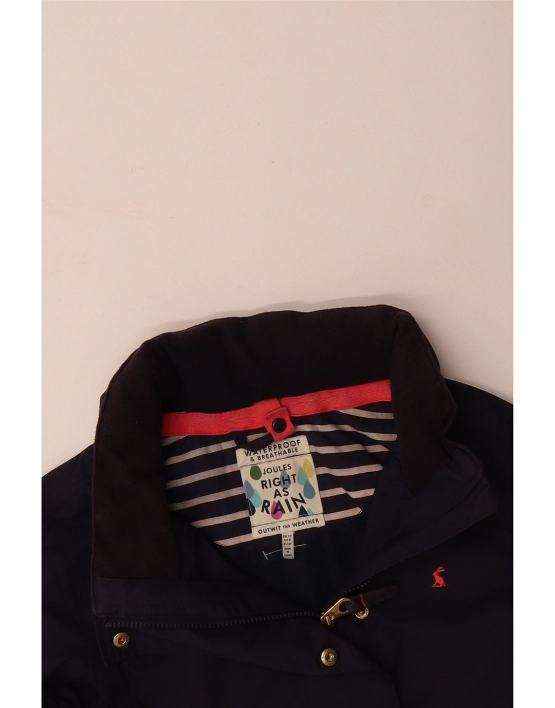 JOULES Womens Hooded Rain Jacket UK 12 Medium  Navy Blue Polyamide