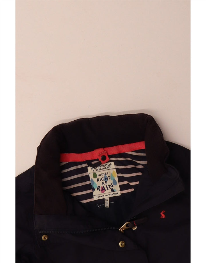 JOULES Womens Hooded Rain Jacket UK 12 Medium  Navy Blue Polyamide