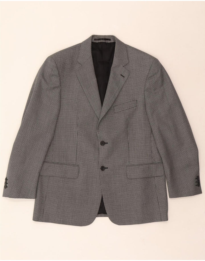WELLINGTON Mens Slim 2 Button Blazer Jacket UK 36 Small Grey Houndstooth Vintage Wellington and Second-Hand Wellington from Messina Hembry 