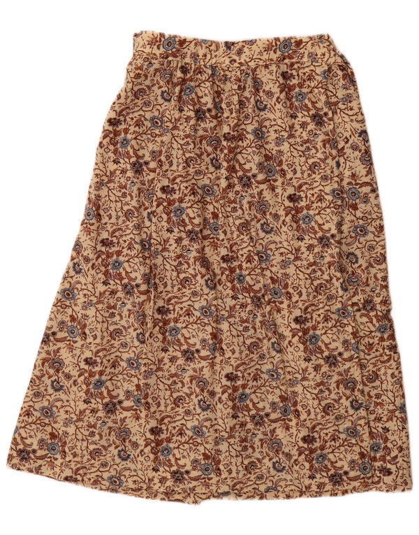 Vintage kvinders højtaljede A-linje nederdel IT 42 Medium W26 Beige blomsteruld