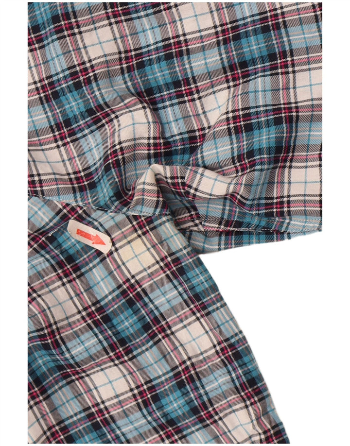 Tommy Hilfiger Dame Flæse Front Shirt Bluse US 6 Medium Blue Check