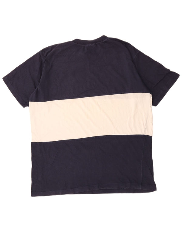 Reebok Herre T-Shirt Top XL Marineblå Colourblock Bomuld