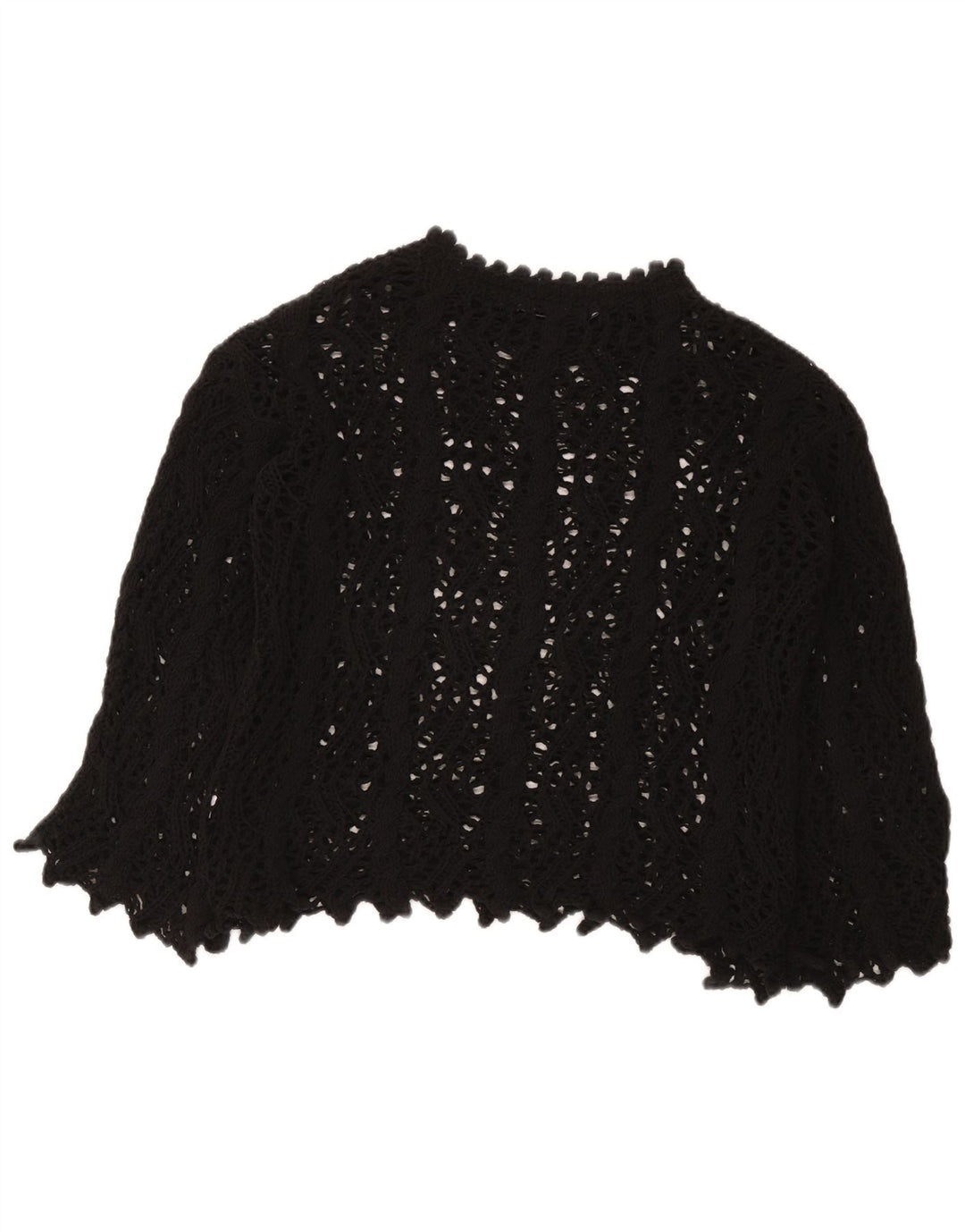 Zara Hæklet Bluse Top UK 10 Lille Sort