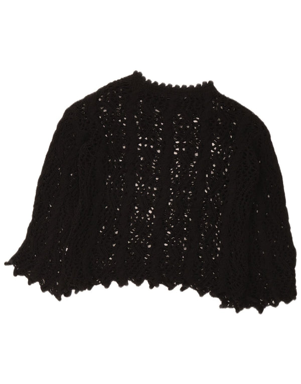 Zara Hæklet Bluse Top UK 10 Lille Sort