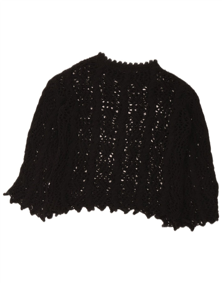 Zara Hæklet Bluse Top UK 10 Lille Sort