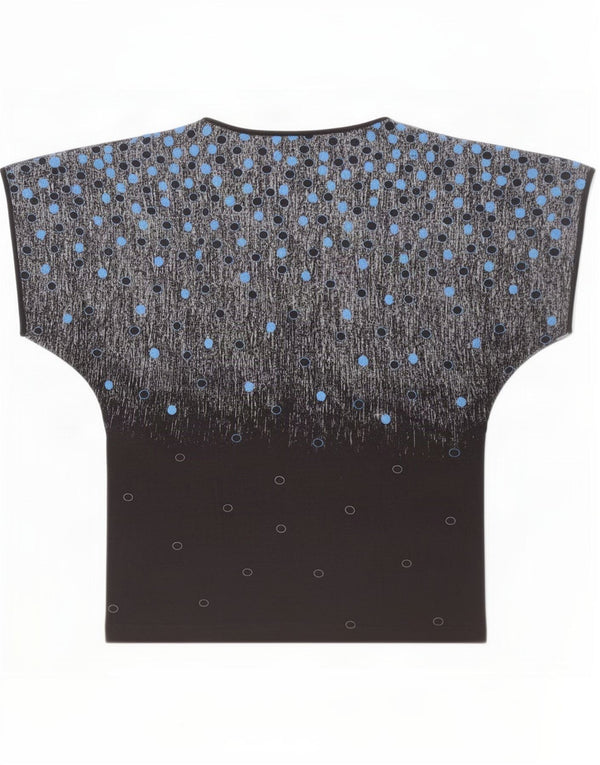 Vintage Womens Blouse Top IT 42 Medium Black Spotted Cotton